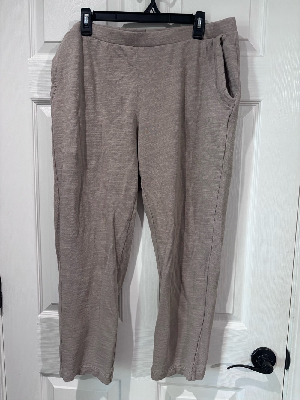 Pure J. Jill Women’s pants Large slim leg stretch back pockets knit Taupe Tan